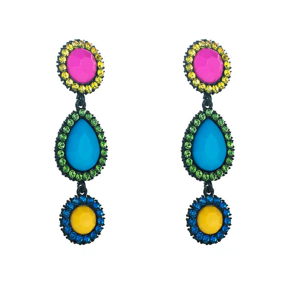 Women's Fashion Geometric Drop Earrings Long Alloy Dangle Earrings With Rhinestone Diamond Accents