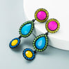 Women's Fashion Geometric Drop Earrings Long Alloy Dangle Earrings With Rhinestone Diamond Accents