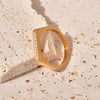 Women's Fashion Geometric Dshaped Stainless Steel Diamond Ring With Electroplating