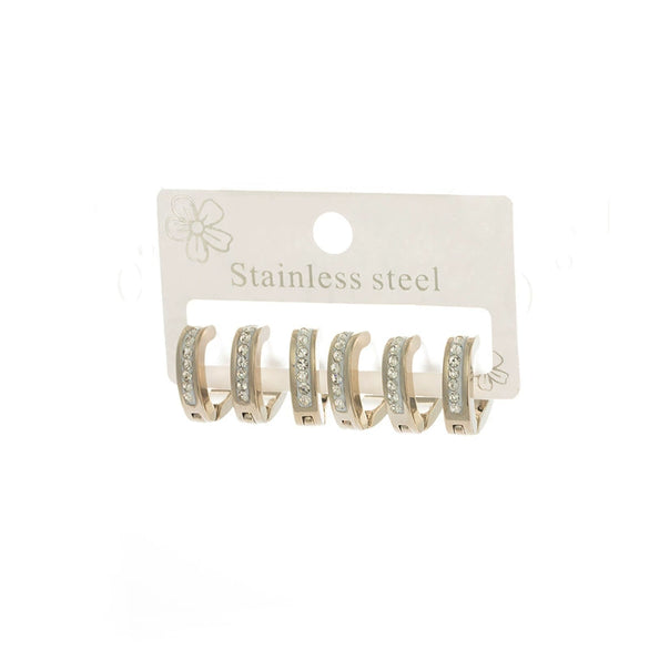 Women's Fashion Geometric Heart Titanium Steel Diamond Stud Earrings With Electroplating