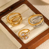 Women's Fashion Geometric Hollow Stainless Steel Ring With Electroplating And Heart Shape Pattern