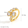 Women's Fashion Geometric Hollow Stainless Steel Ring With Electroplating And Heart Shape Pattern