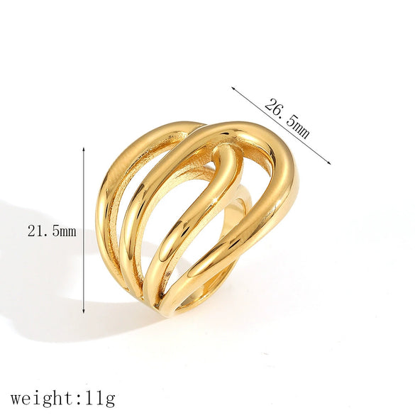 Women's Fashion Geometric Hollow Stainless Steel Ring With Electroplating And Heart Shape Pattern