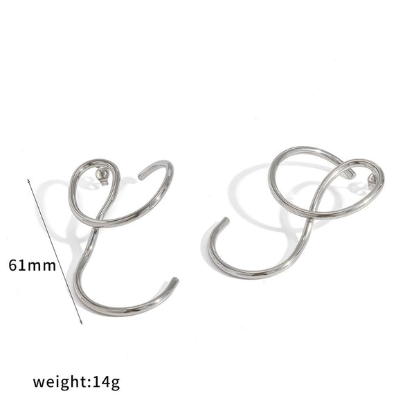 Women's Fashion Geometric Irregular Line Titanium Steel Earrings With Stainless Steel Posts And Real Gold Pvd Vacuum Plated Finish