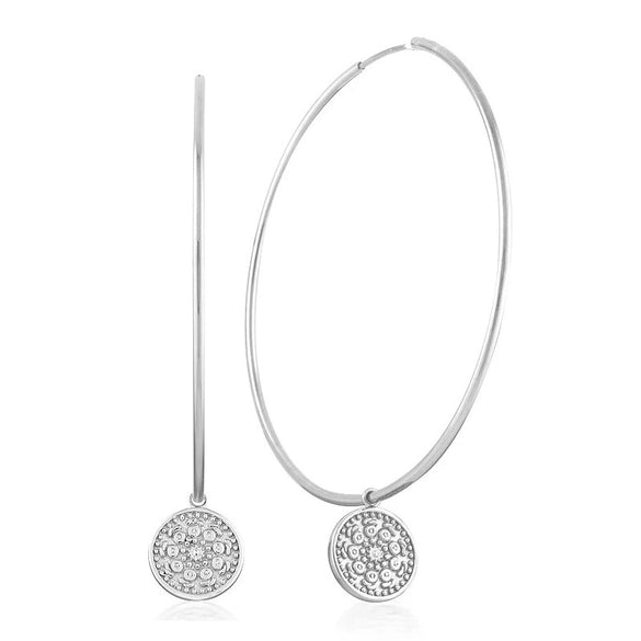 Women's Fashion Geometric Large Circle Hoop Earrings With Silver Needle And Copper Electroplated Retro Simple Style