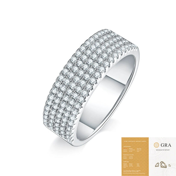 Women's Fashion Geometric Moissanite Inlaid 925 Silver Ring
