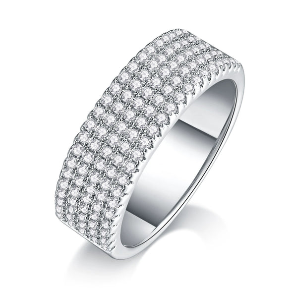 Women's Fashion Geometric Moissanite Inlaid 925 Silver Ring
