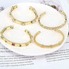 Women's Fashion Geometric Open Bracelet Copper Gold Plated Electroplated White Zircon Inlay Bangle With Creative Personality Style