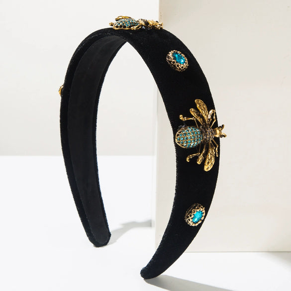 Women's Fashion Geometric Rhinestone Bee Fabric Headband Set With Diamonds