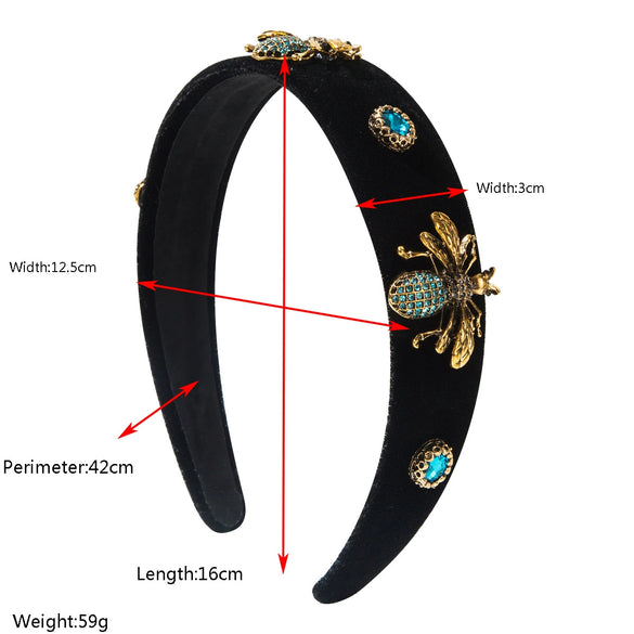 Women's Fashion Geometric Rhinestone Bee Fabric Headband Set With Diamonds