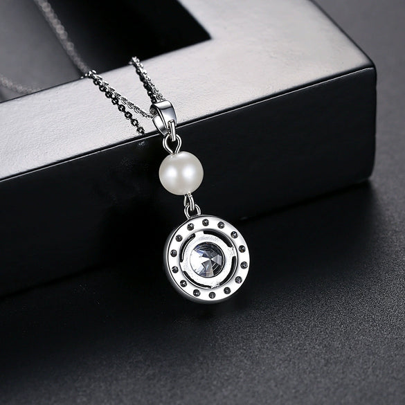 Women's Fashion Geometric Round Zircon Pendant Necklace With Electroplated Copper Ochain