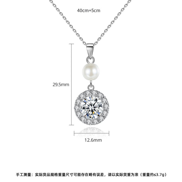 Women's Fashion Geometric Round Zircon Pendant Necklace With Electroplated Copper Ochain