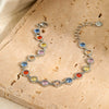 Women's Fashion Geometric Stainless Steel And 18K Gold Plated Bracelet With Colorful Zircon