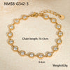 Women's Fashion Geometric Stainless Steel And 18K Gold Plated Bracelet With Colorful Zircon