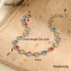 Women's Fashion Geometric Stainless Steel And 18K Gold Plated Bracelet With Colorful Zircon