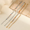 Women's Fashion Geometric Stainless Steel And 18K Gold Plated Bracelet With Colorful Zircon