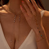 Women's Fashion Geometric Stainless Steel And 18K Inlaid Color Zircon Finger Bracelet And Clavicle Chain Jewelry With Electroplating