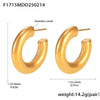 Women's Fashion Geometric Stainless Steel Cshaped Earrings Pvd Plated With 18K True Gold