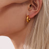 Women's Fashion Geometric Stainless Steel Cshaped Earrings Pvd Plated With 18K True Gold