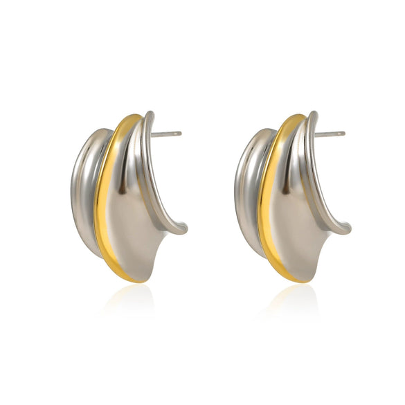 Women's Fashion Geometric Stainless Steel Earrings With Electroplating