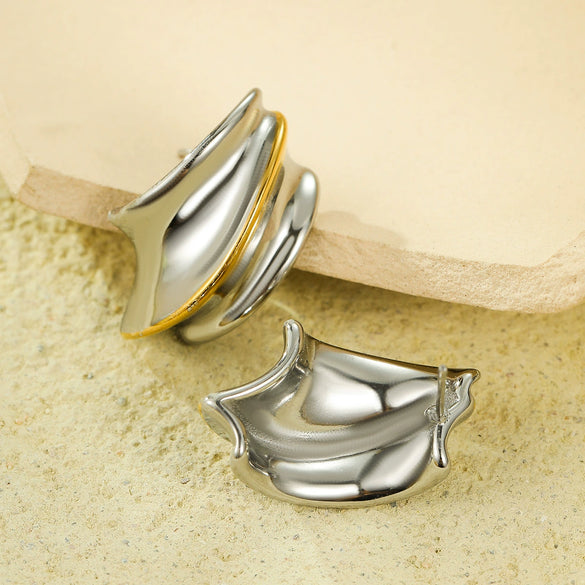 Women's Fashion Geometric Stainless Steel Earrings With Electroplating