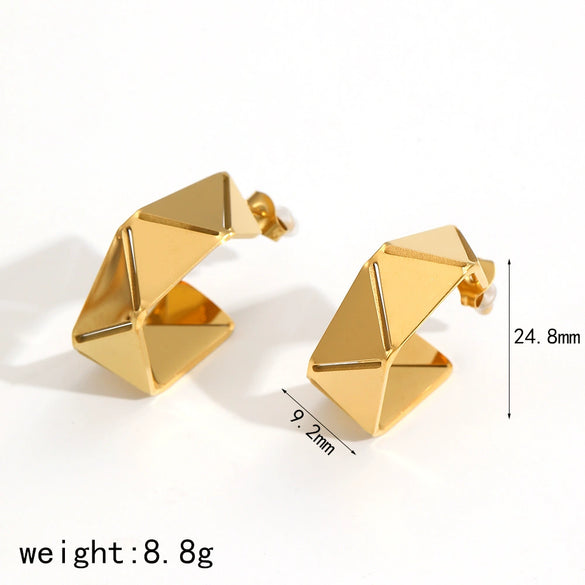 Women's Fashion Geometric Stainless Steel Earrings With Electroplating