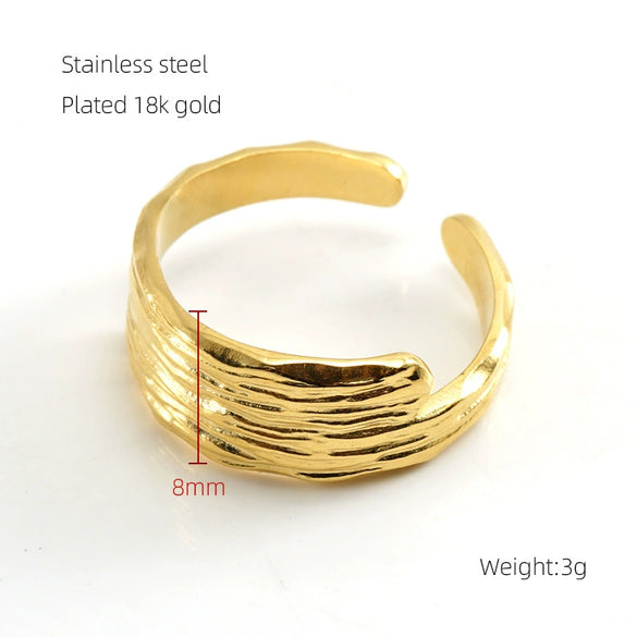 Women's Fashion Geometric Stainless Steel Electroplated Opening Adjustable Ring