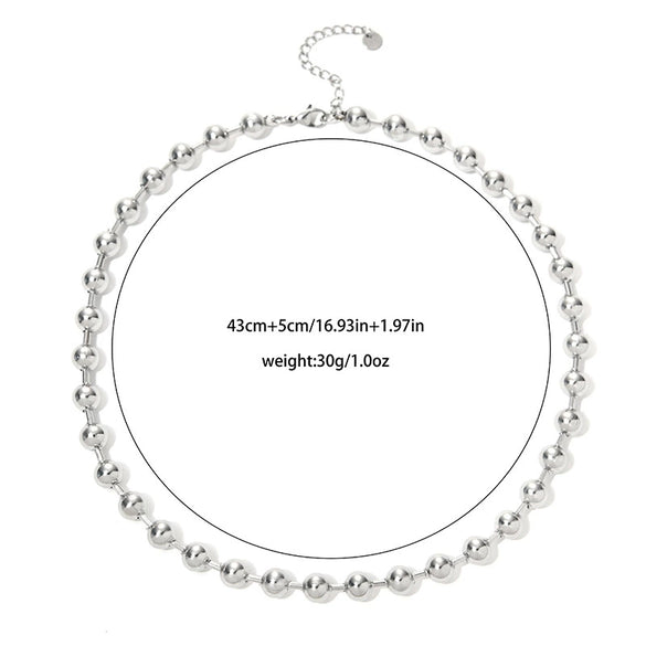 Women's Fashion Geometric Stainless Steel Gold Bead Ball Chain Necklace With Electroplating