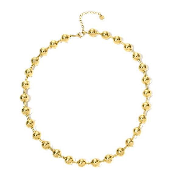 Women's Fashion Geometric Stainless Steel Gold Bead Ball Chain Necklace With Electroplating
