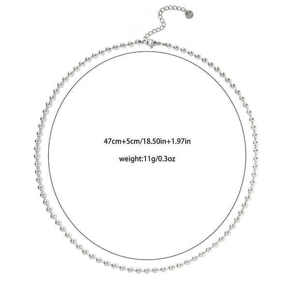 Women's Fashion Geometric Stainless Steel Gold Bead Ball Chain Necklace With Electroplating