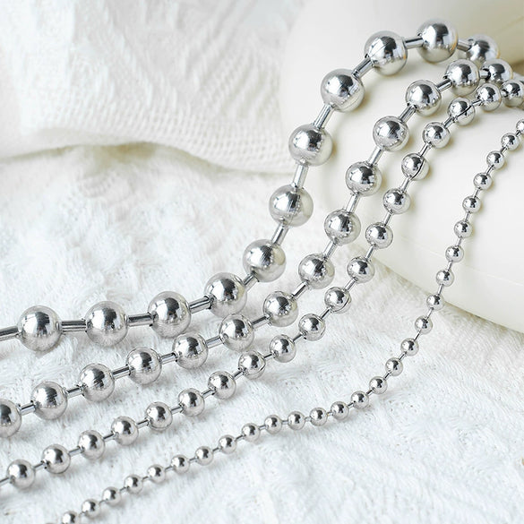 Women's Fashion Geometric Stainless Steel Gold Bead Ball Chain Necklace With Electroplating