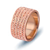 Women's Fashion Geometric Stainless Steel Ring With Diamond Accent Simple Five Row Band Design