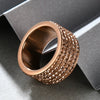 Women's Fashion Geometric Stainless Steel Ring With Diamond Accent Simple Five Row Band Design