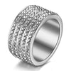 Women's Fashion Geometric Stainless Steel Ring With Diamond Accent Simple Five Row Band Design