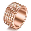Women's Fashion Geometric Stainless Steel Ring With Diamond Accent Simple Five Row Band Design