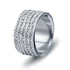Women's Fashion Geometric Stainless Steel Ring With Diamond Accent Simple Five Row Band Design