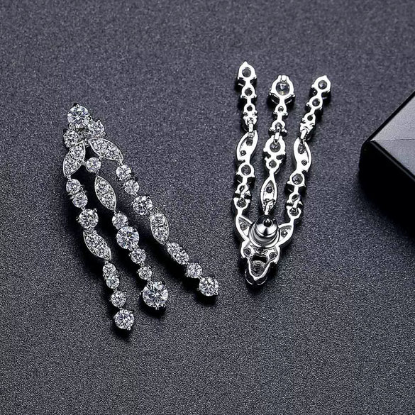 Women's Fashion Geometric Tassel Earrings With Diamond Zircon Accents Electroplated Copper Bridal Dinner Jewelry