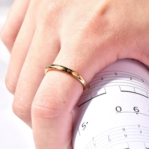 Women's Fashion Geometric Titanium Steel Ring Set With Diamonds