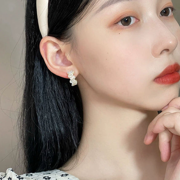 Women's Fashion Geometric Zircon Ear Clip Earrings Temperament Style Without Piercing Modern Minimalist Jewelry