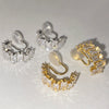 Women's Fashion Geometric Zircon Ear Clip Earrings Temperament Style Without Piercing Modern Minimalist Jewelry