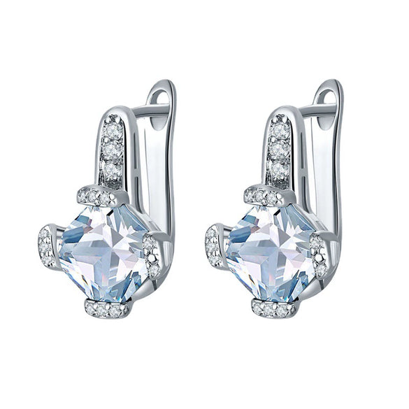 Women's Fashion Geometric Zircon Earrings In Environmental Protection Copper Simple Elegant Jewelry