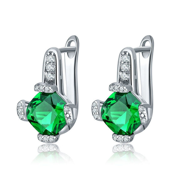 Women's Fashion Geometric Zircon Earrings In Environmental Protection Copper Simple Elegant Jewelry
