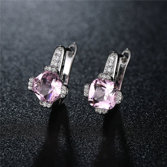 Women's Fashion Geometric Zircon Earrings In Environmental Protection Copper Simple Elegant Jewelry