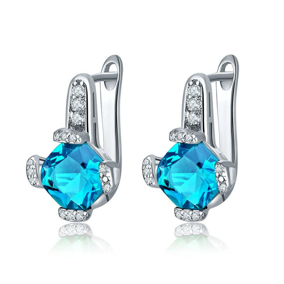 Women's Fashion Geometric Zircon Earrings In Environmental Protection Copper Simple Elegant Jewelry