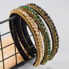 Women's Fashion Gold Velvet Multi Layer Rhinestone Headband Elegant Handmade Thin Edge Hair Band Hair Accessory
