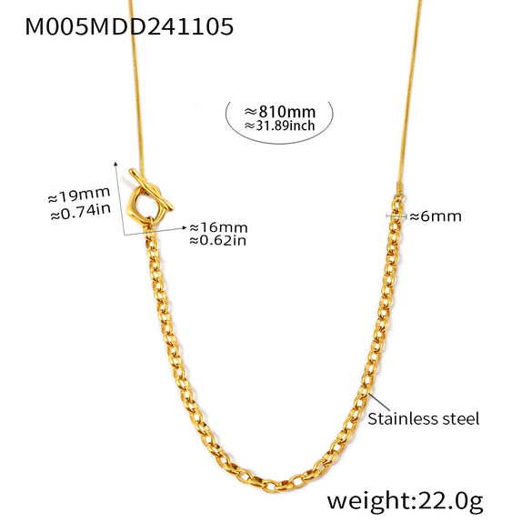 Women's Fashion Handmade 316L Stainless Steel Geometric Pattern Woolen Chain Necklace With Ot Buckle For Autumn And Winter