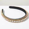 Women's Fashion Headband Rhinestone Diamond Gold Velvet Baroque Geometric Style