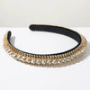 Women's Fashion Headband Rhinestone Diamond Gold Velvet Baroque Geometric Style
