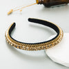 Women's Fashion Headband Rhinestone Diamond Gold Velvet Baroque Geometric Style