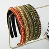 Women's Fashion Headband Rhinestone Diamond Gold Velvet Baroque Geometric Style